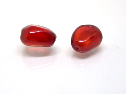 Pomegranate glass beads, Half-drilled beads, Glass red berry beads, Lampwork berry, Lampwork Beads for stud earrings