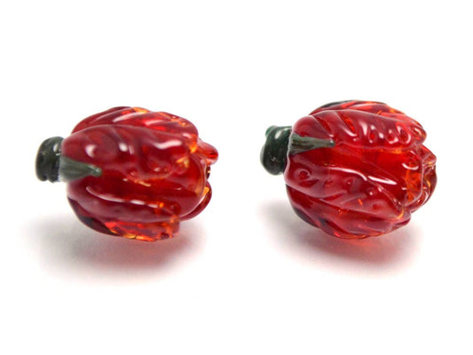 Handmade Flower Beads for earrings Floral Lampwork beads Red Glass Flower Crocus beads Marsala Sra lampwork beads Spring beads Transparent