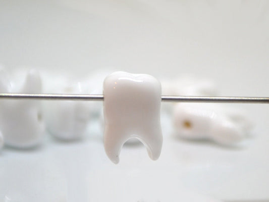 Glass tooth beads, Horizontal hole, Dentist gift, Human Teeth beads, Dentist beads funny, Handmade beads, Teeth jewelry, Teeth necklace