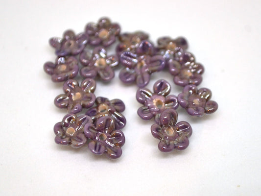 Dark lilac Mini flower beads, Purple shine beads, Small flowers, Flower embellishment, Tiny flowers, Small Tiara flowers