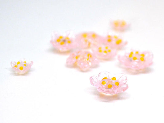 clear pink glass beads artisan lampwork beads set wedding set of beads wedding beads tender glass beads Floral glass beads glass flower bead