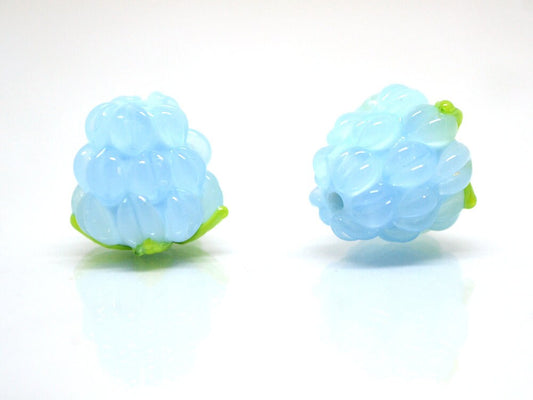 Sky blue lampwork raspberry, Gloss Glass berries, Lampwork berry beads, Berry fruit beads, Glass Raspberry, Tiny Food lampwork beads