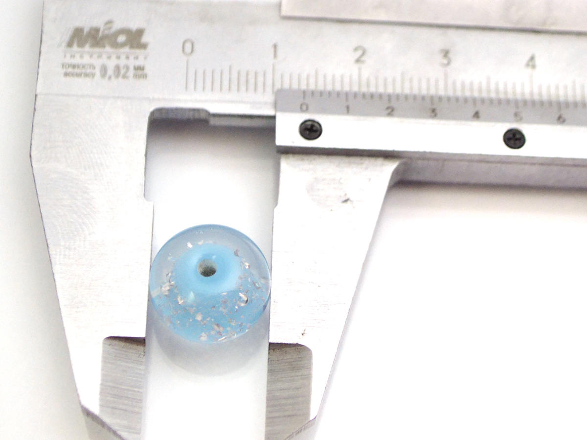 sky blue Lampwork bead handmade glass round silver foil artisan wedding jewelry making tender romantic sparkling beads shimmering bead bride
