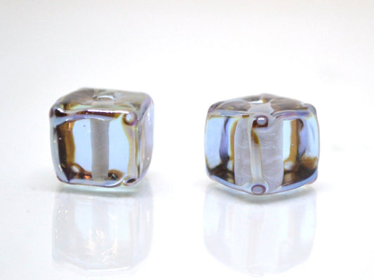 Gray lavender square beads, Dusty Purple cube beads, 12mm square beads, Gray cube beads, Dimond gray spacer beads, Gray lampwork,Murano bead