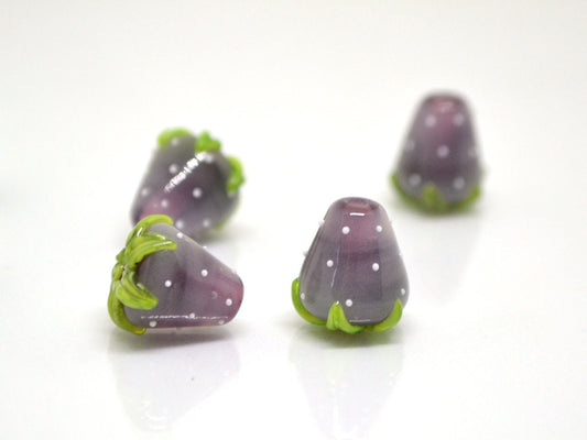 Pale purple Strawberry glass beads, Lampwork berry beads, Lampwork berries, Lampwork strawberry, Berry jewelry, Summer beads