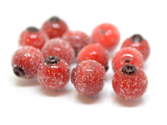 Red currant glass beads, Frost glass berries, Lampwork berry, Lampwork currant, Glass Redcurrant, half drill