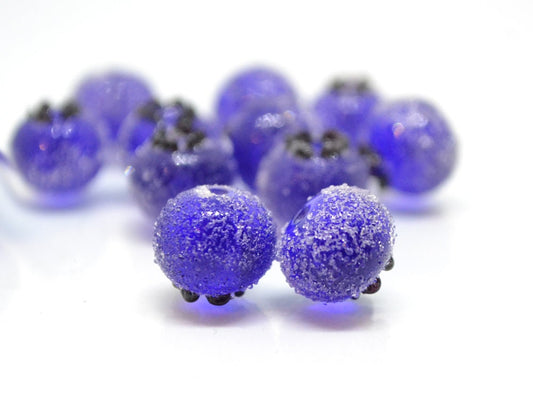Frost glass berries, Lampwork blue cobalt blueberry, Lampwork berry, Northcountry Blueberry