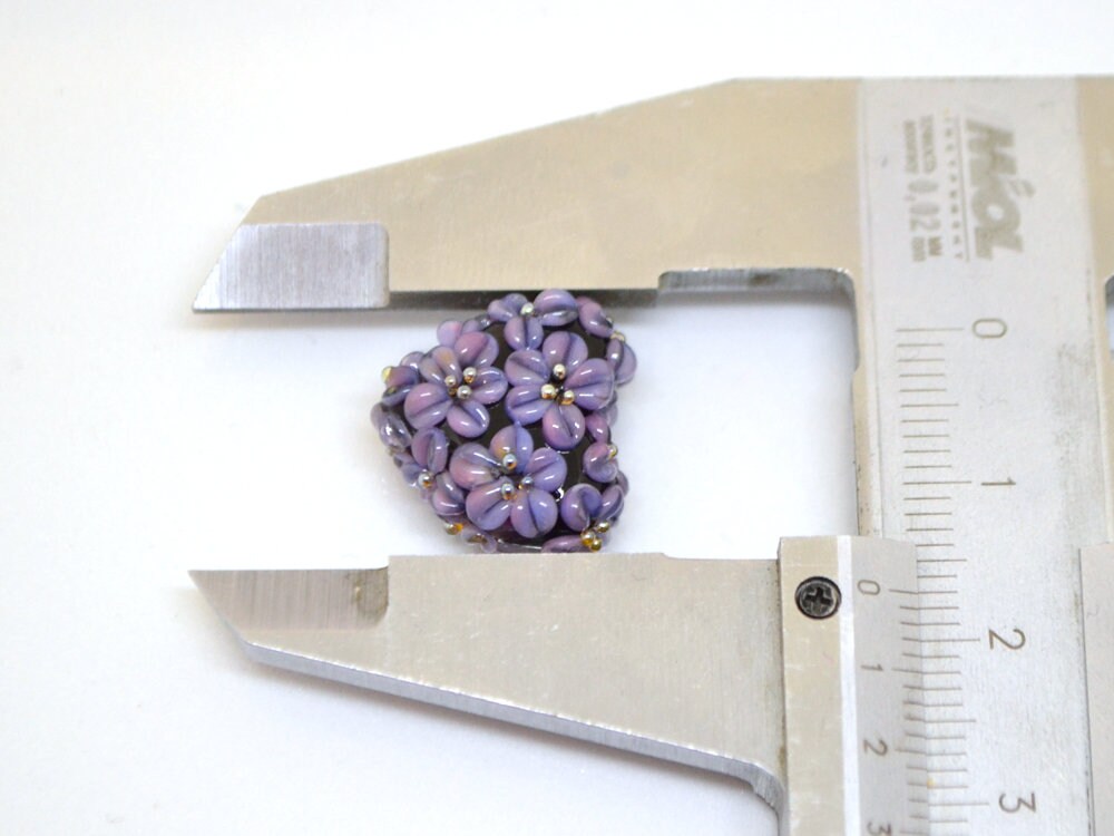 purple heart bead flower violet purple heart pendant focal beads romantic jewelry making lampwork heart bead lavender pendant lampwork