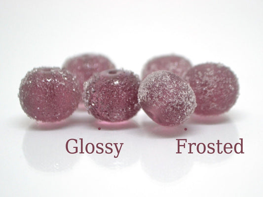 Frosted purple glass beads, Artisan lampwork rondelle beads, amethyst glass beads, sugar glass beads for jewelry making bracelet earrings