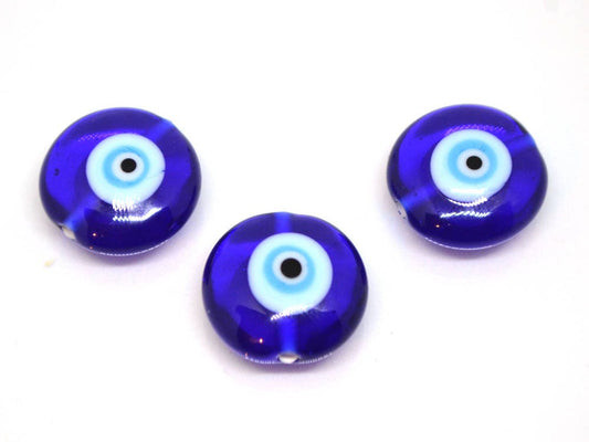 Evil Eye glass Beads protection beads murano glass lentil eye beads lampwork glass art beadwork turkish evil eye protection jewelry blue