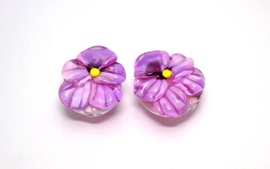 Pansy jewelry pansy lampwork bead pansy jewelry supply violet flower violet glass bead violet jewelry Floral Lampwork artisan lampwork