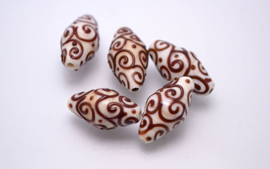 handmade bead glass jewelry rhombus bead beige jewelry supplies brown design bead ivory bead artisan lampwork glass set handcrafted glass