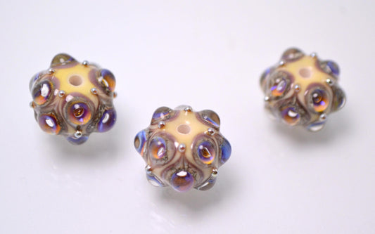 Space Lampwork bead handmade purple ivory lilac lampwork focal bead artisan lampwork bead lampwork bracelet Jewelry Supply rondelle