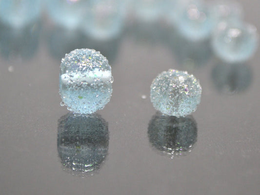 Blue frosted beads, Sugar Glitter bead, Winter glass beads, Sugar lampwork beads, Artisan lampwork, Stardust glass beads, Christmas beads