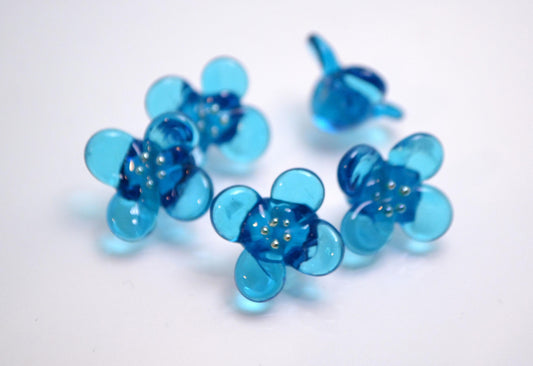 blue flower gold dots lampwork glass handmade bead petals artisan lampwork jewelry making set art of glass beads necklace earrings bracelet
