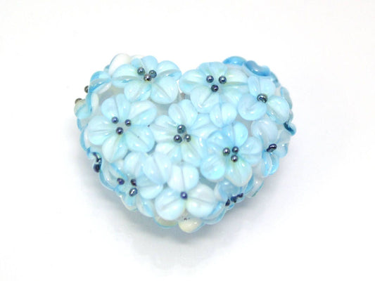 flower lampwork wedding jewelry making heart bead something blue romantic pendant handmade blue flower bead artisan lampwork floral glass