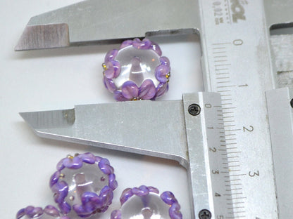 lilac floral lampwork handmade bead purple glass bead handmade lampwork bracelet necklace rondelle bead transparent bead lilac purple flower
