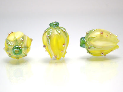 Sunny yellow flower lampwork beads Artisan lampwork Floral lampwork Bright and sunny Yellow beads Jewelry yellow earrings sunshine pendant