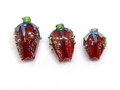 dichroic pendant flower dichroic beads red glass beads sparkling beads star dust lampwork art glass floral pendant electric red flower bead