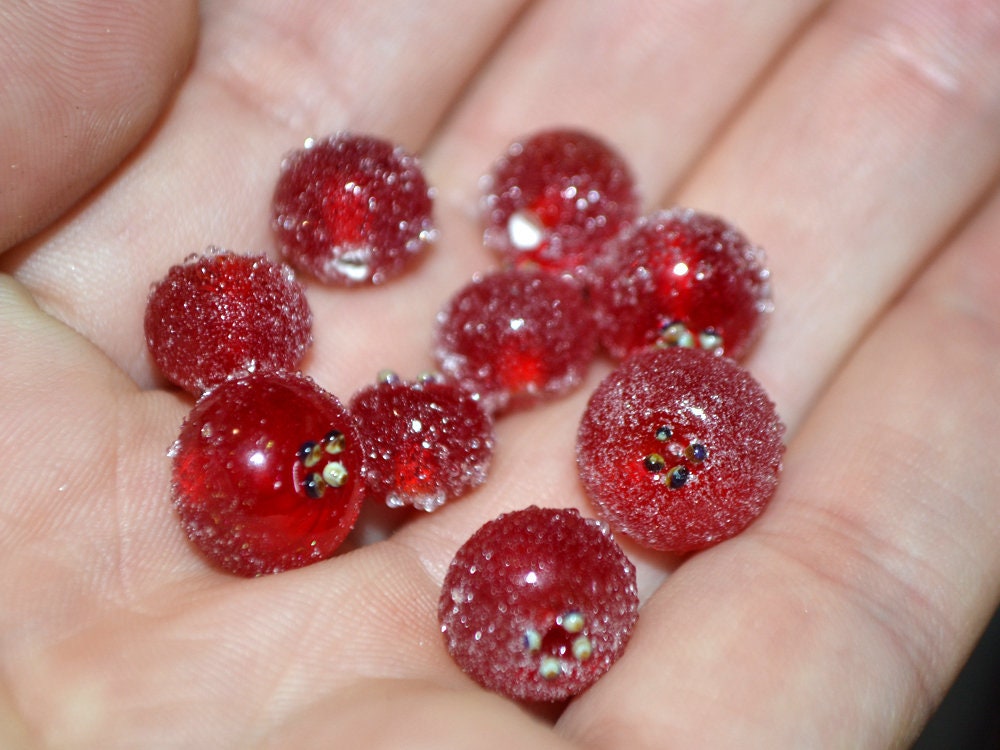 Red frost currant glass beads, Frosted glass berries, Lampwork berry, Lampwork currant, Glass Redcurrant,Lampwork glass beads,Handmade beads