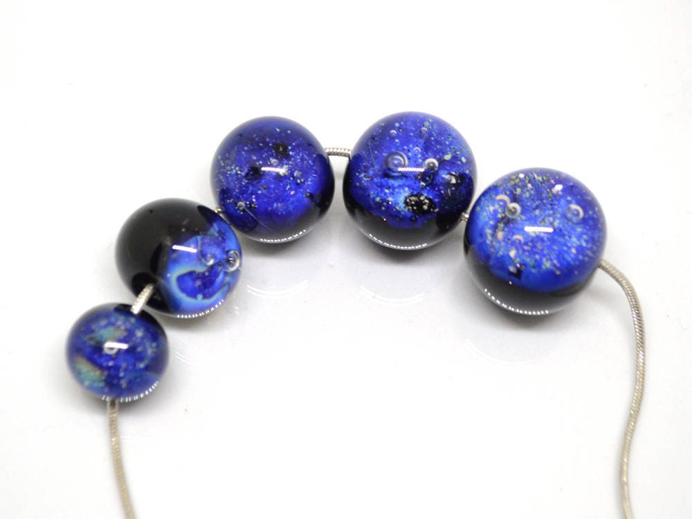 blue space beads galaxy jewelry diy project blue nebula necklace space jewelry artisan glass beads italian glass bead space inspire universe