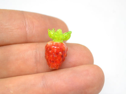 Red lampwork strawberry, Berry glass beads, Lampwork berries, Berry fruit beads, Red green berry beads, Garden glass beads, Berry jewelry