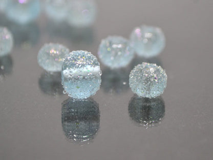 Blue frosted beads, Sugar Glitter bead, Winter glass beads, Sugar lampwork beads, Artisan lampwork, Stardust glass beads, Christmas beads
