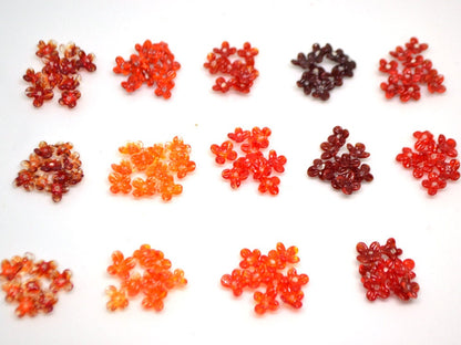 Red small flower beads, 14 shades of red flowers for headband, Red tiny flowers for tiara making, mini glass flower, transparent small beads