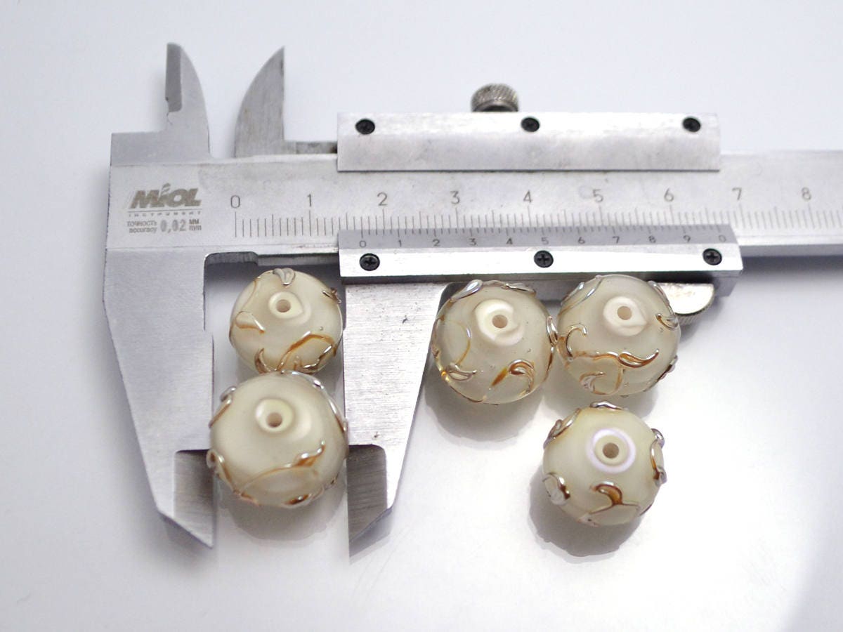 white pearl artisan lampwork bead handmade glass beads for wedding jewelry making set gold sprig twig leaf on white romantic tender earrings