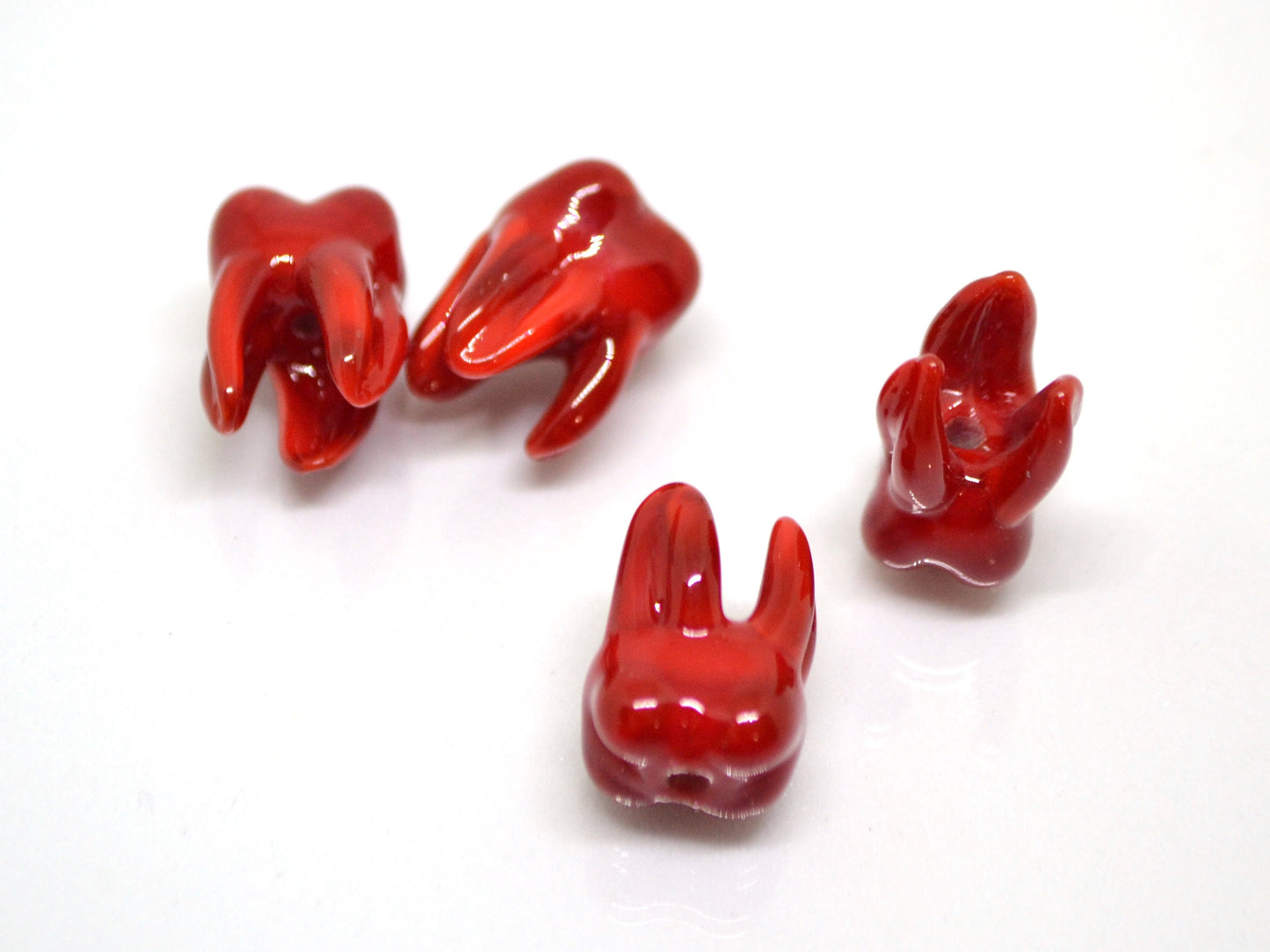 Red tooth beads, Red Molar beads, Glass Root tooth beads, Dentist gift, Dentist surprise,Lampwork beads, Teeth necklace