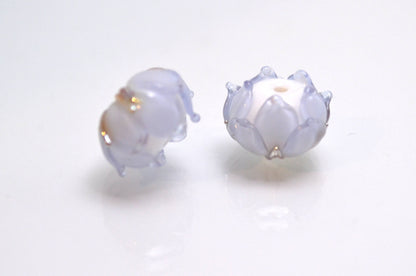 Artisan lampwork bead lilac gold floral wedding jewelry handmade bud flower glass jewelry making set art glass bracelet bead