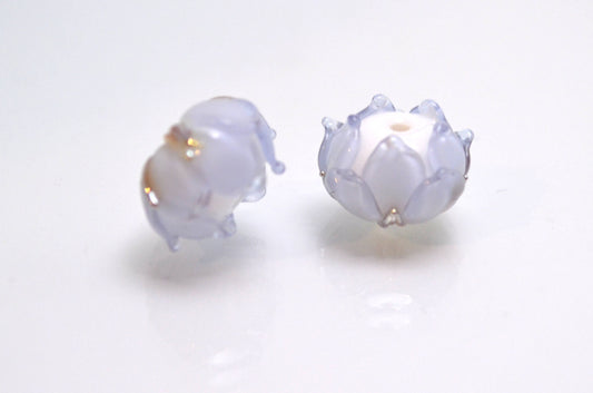 Artisan lampwork bead lilac gold floral wedding jewelry handmade bud flower glass jewelry making set art glass bracelet bead