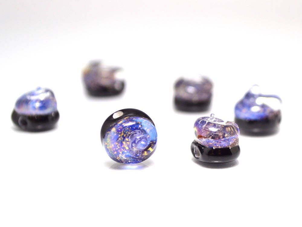 blue purple glass beads for bracelet making jewelry helix lampwork beads glass snail beads sparkling bead set lampwork artisan rainbow shell