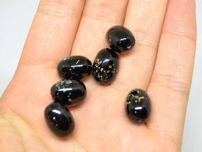 Olive lampwork beads, Black glass berry beads, Glass Olive-tree beads, Lampwork berries, Artisan lampwork, berry pendant, half-drilled beads