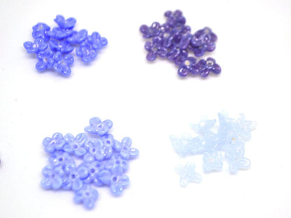 Lavender small flower beads, Purple cute flowers for headband, flowers for tiara making, mini glass flowers, transparent lampwork beads