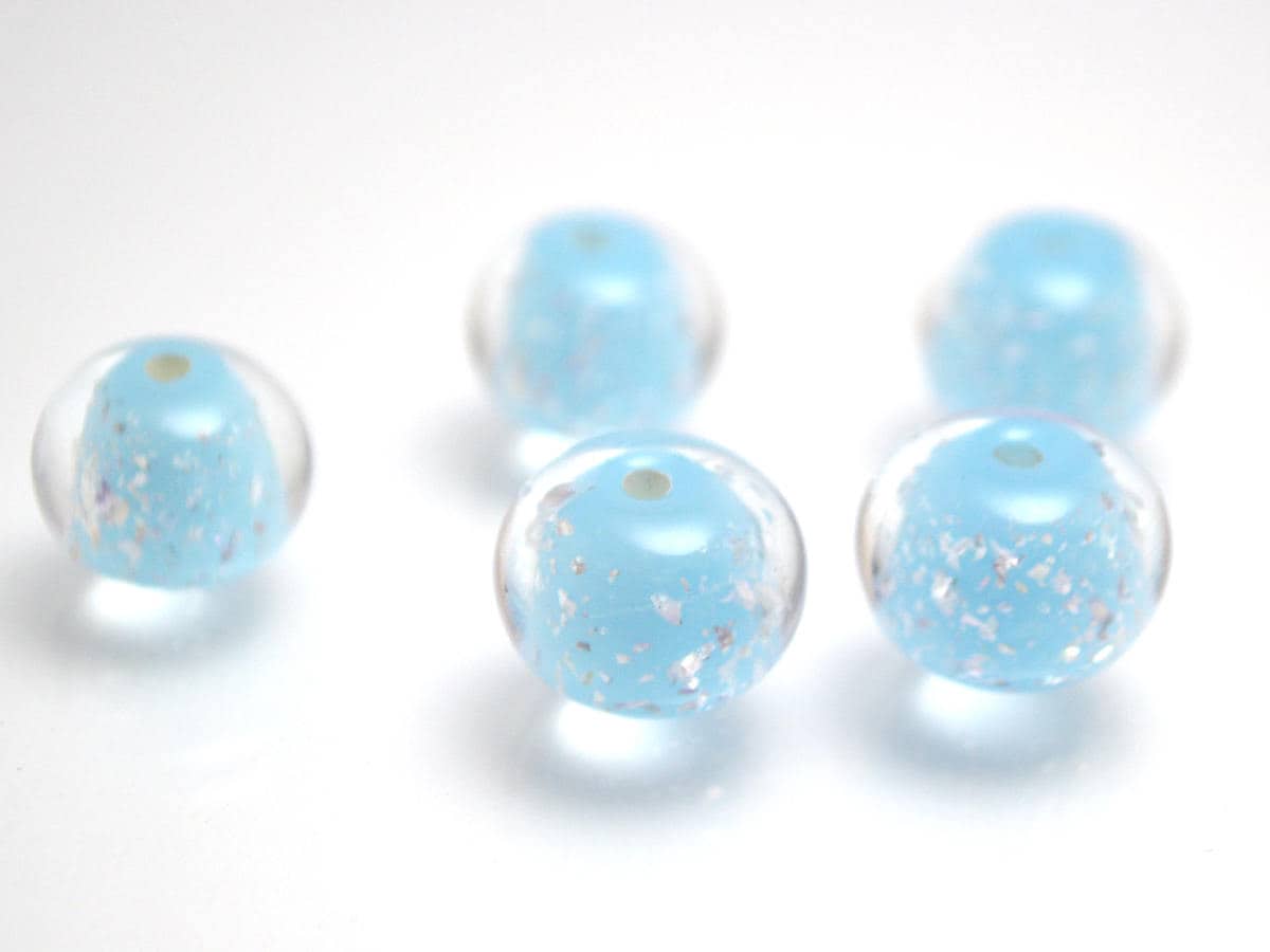 sky blue Lampwork bead handmade glass round silver foil artisan wedding jewelry making tender romantic sparkling beads shimmering bead bride