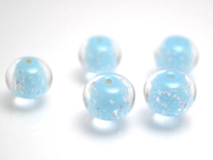 sky blue Lampwork bead handmade glass round silver foil artisan wedding jewelry making tender romantic sparkling beads shimmering bead bride