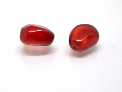 Pomegranate glass beads, Half-drilled beads, Glass red berry beads, Lampwork berry, Lampwork Beads for stud earrings
