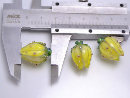 Sunny yellow flower lampwork beads Artisan lampwork Floral lampwork Bright and sunny Yellow beads Jewelry yellow earrings sunshine pendant