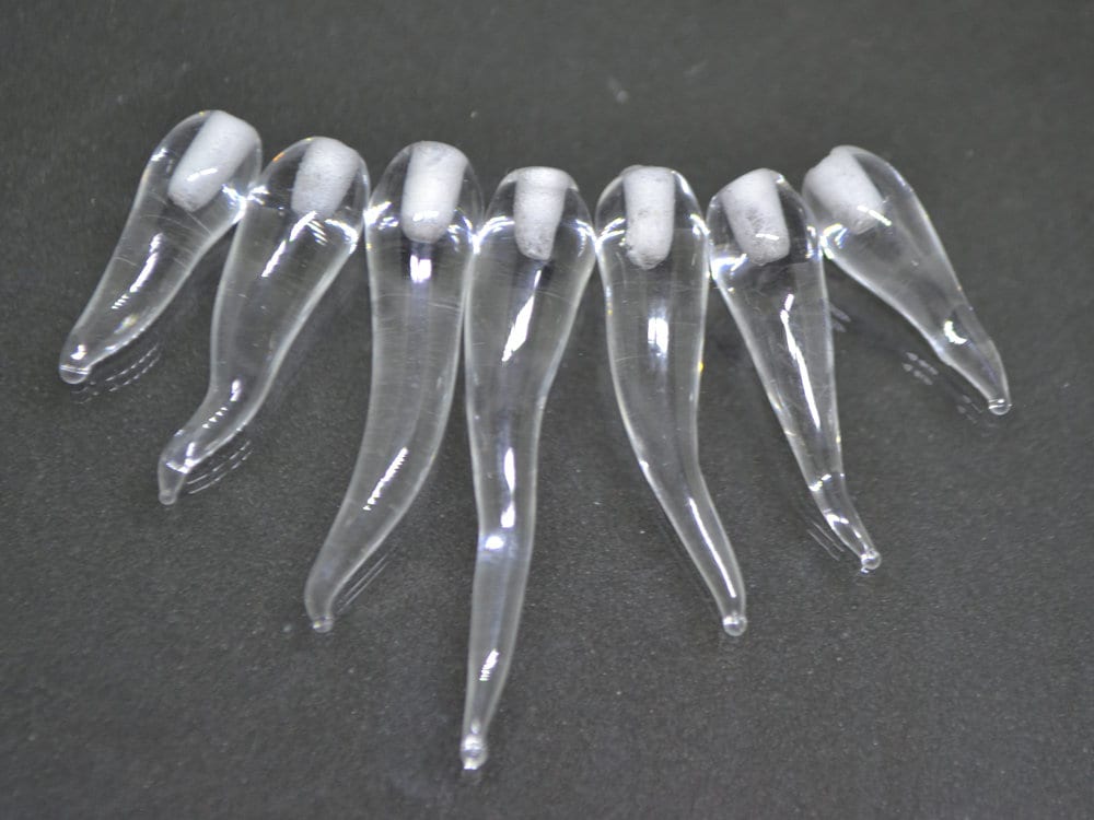 Clear Lampwork Icicle, Handmade lampwork, Icicle Glass Beads, Icicle jewelry, Winter jewelry, Christmas beads, Icicle pendant, half-drilled