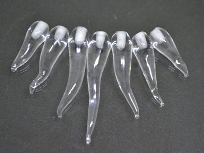 Clear Lampwork Icicle, Handmade lampwork, Icicle Glass Beads, Icicle jewelry, Winter jewelry, Christmas beads, Icicle pendant, half-drilled