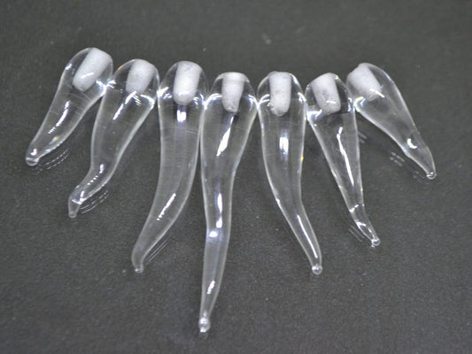 Clear Lampwork Icicle, Handmade lampwork, Icicle Glass Beads, Icicle jewelry, Winter jewelry, Christmas beads, Icicle pendant, half-drilled