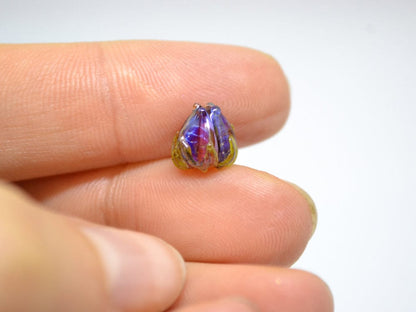 Magenta purple flower beads, Glass floral beads, Fuchsia pink glass beads, Lampwork flower beads, 7mm flower beads, Artisan lampwork