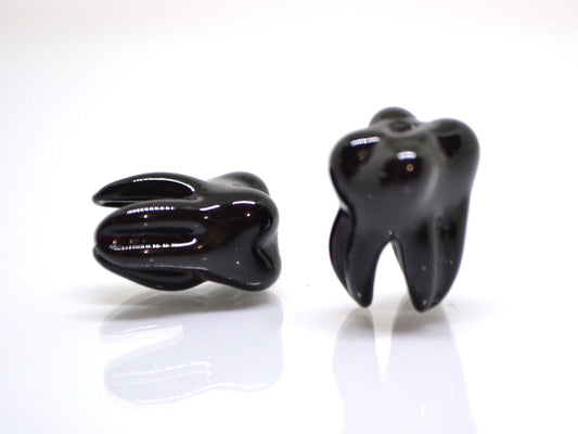 Black Glass tooth beads, Root tooth beads, Molar beads, Dentist gift prank, Teeth beads for jewelry, Lampwork beads, Teeth necklace