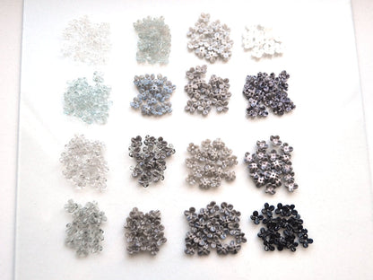 Gray small flower beads, Black cute flowers for headband, White tiny flowers, mini glass flowers, transparent lampwork beads