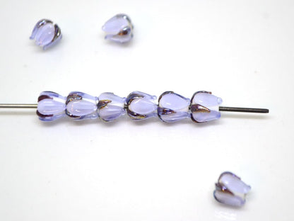 Lavender small lampwork beads, Light purple flower beads, Tiny glass beads, 7mm flower beads, Artisan lampwork