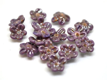 Dark lilac Mini flower beads, Purple shine beads, Small flowers, Flower embellishment, Tiny flowers, Small Tiara flowers