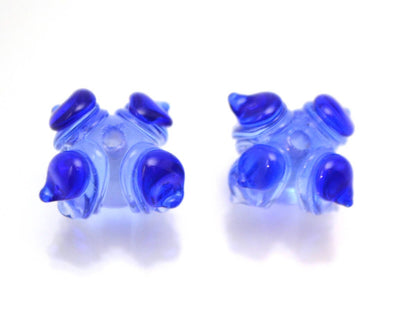blue flower bead Lampwork flower Transparent beads Wedding jewelry Something blue Earrings making Dark blue bead Artisan Lampwork design