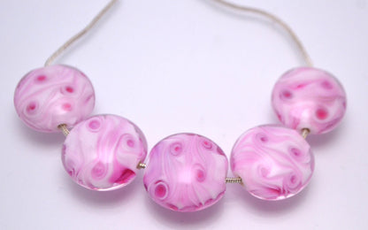 lampwork bead pink lentils bead murano glass bead jewelry making bead pink glass charm bead artisan lampwork galaxy bead Italian glass