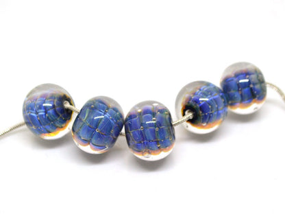 glass beads set for bracelet making lampwork beads blue glass beads green crocodile stripes beads reptile artisan lampwork rondelle lampwork